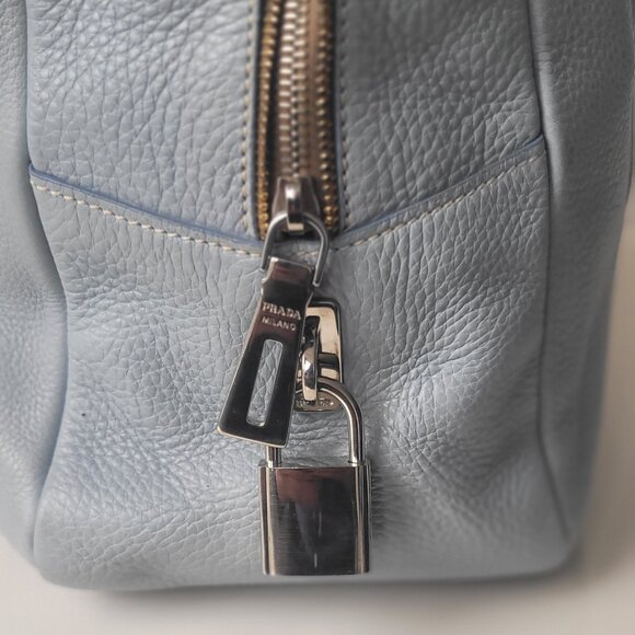 PRADA Light Blue Leather Bowler Handbag - Picture 8 of 16